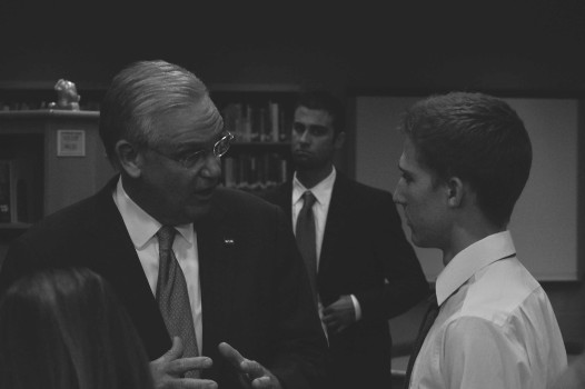Gov. Nixon talking to senior Jacob Shipley