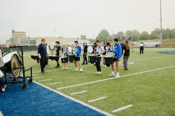 On Sep. 13. the drum line played at “Drummit at the Summit” and received second place. The drum line was ecstatic at their reward. “It felt cool to compete in a competition just for drumline, and hopefully we can win first place next year,” Chloe Elmer said. Photo by Haylee Mason.