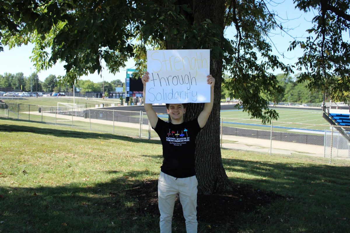 Senior Harrison Sameck is the President of the Young Progressives Club. Sameck has wanted this club since his Sophomore year. “Once the Young Democrats club disappeared during my Freshman year, I felt a lack of advocacy in the school,” Sameck said. Photo by Lorelai Hupp.