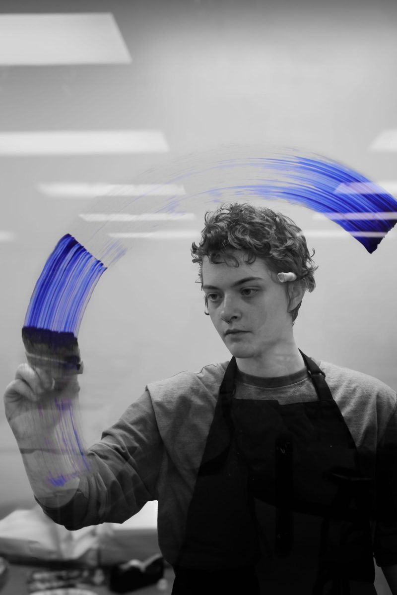 Senior Elliot Martin uses art to decompress. Martin started at the age of two and has never stopped since then, using it as a way to express themself. “I really enjoy using art as kind of meditative practice where I kind of shut out the world,” Martin said. Photo by Gracee Peugh.